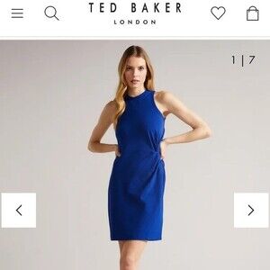 Ted Baker knot front royal blue jersey dress. Ted size 2 which is US size 6.